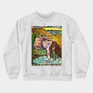 Girl with wet hair at the lake Crewneck Sweatshirt